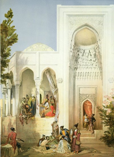 A bakui kán palotája, Absheron-félsziget, egy Kaukázusról szóló könyv 42. táblája, Mouilleron, Baylis és Charles Claude Bachelier metszete, kocsma. Írta: Alfred Leon Lemercier, 1847 alkotó: Grigori Grigorevich Gagarin